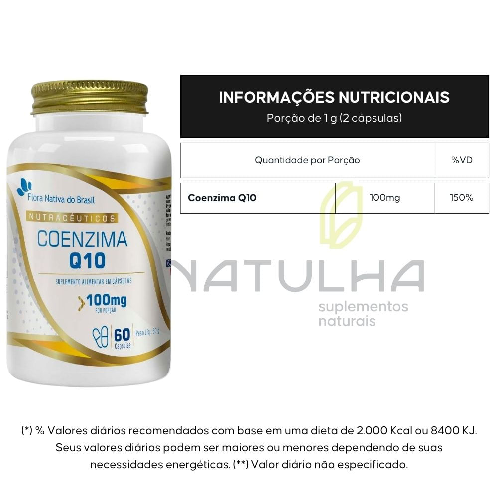 Coenzima Q10 100mg Flora Nativa 60 Cápsulas