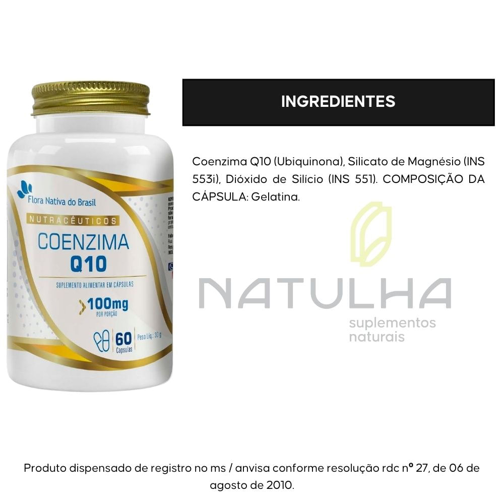 Coenzima Q10 100mg Flora Nativa 60 Cápsulas