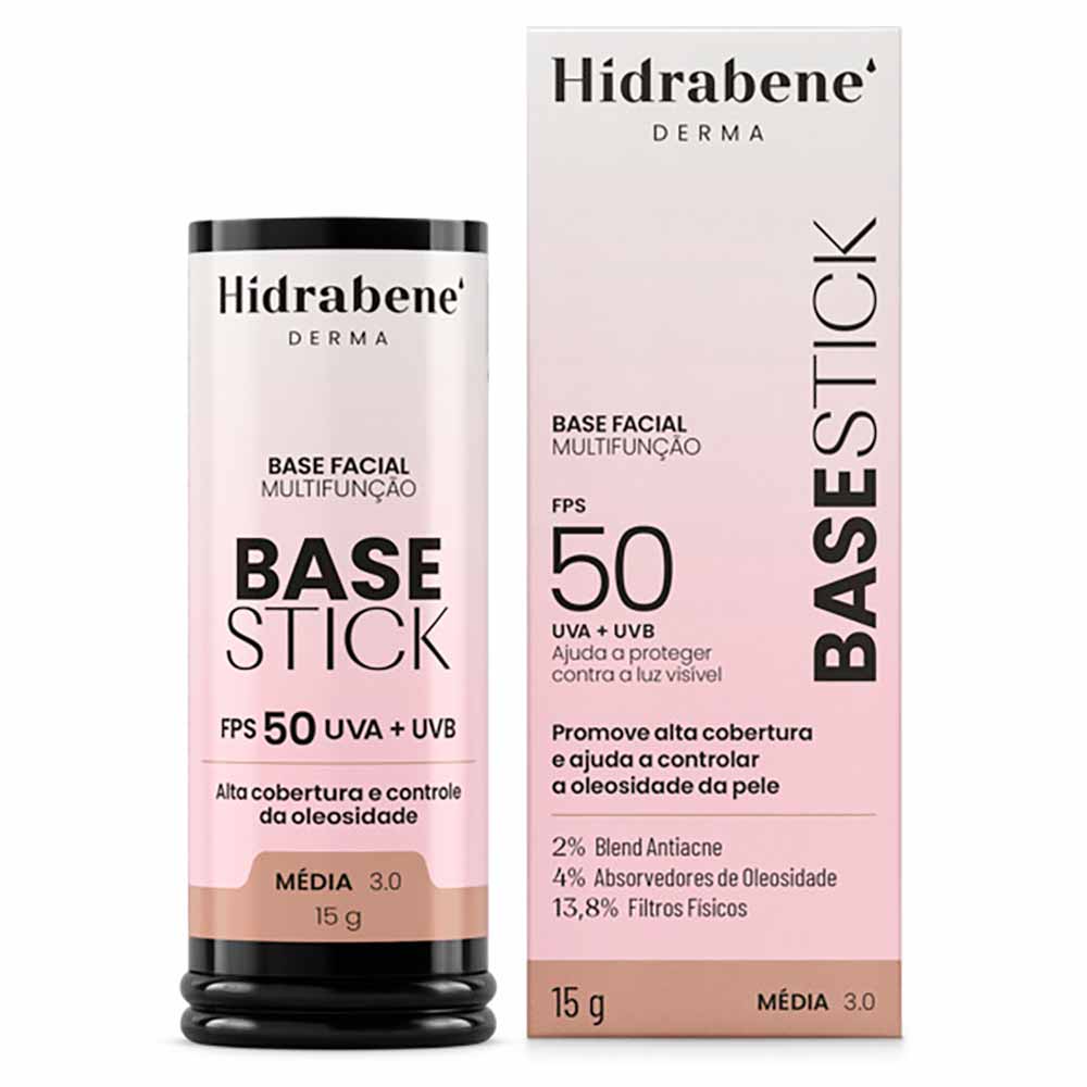Base Stick Multifunção Hidrabene FPS 50 15g Cor Média 3.0