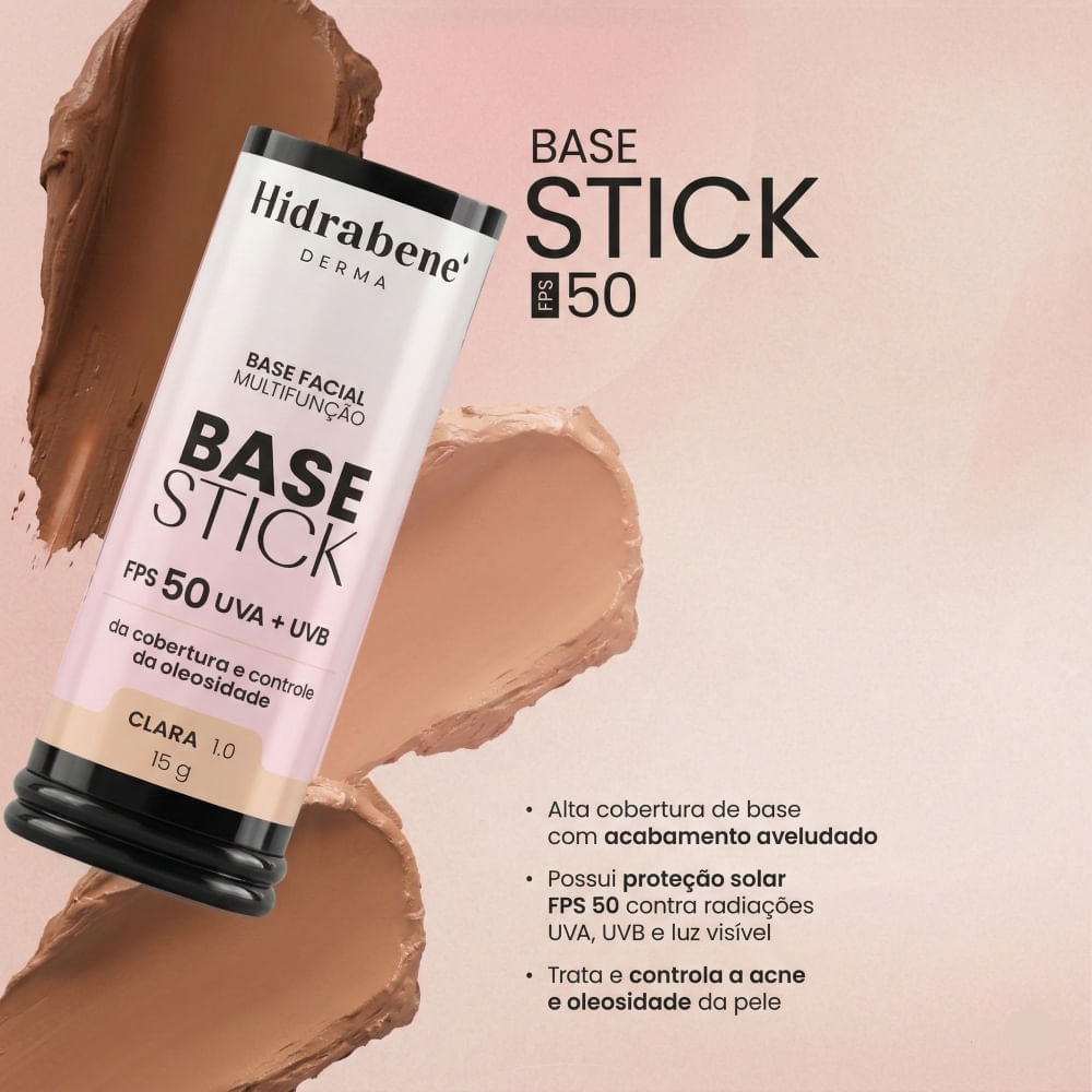 Base Stick Multifunção Hidrabene FPS 50 15g Cor Média 3.0