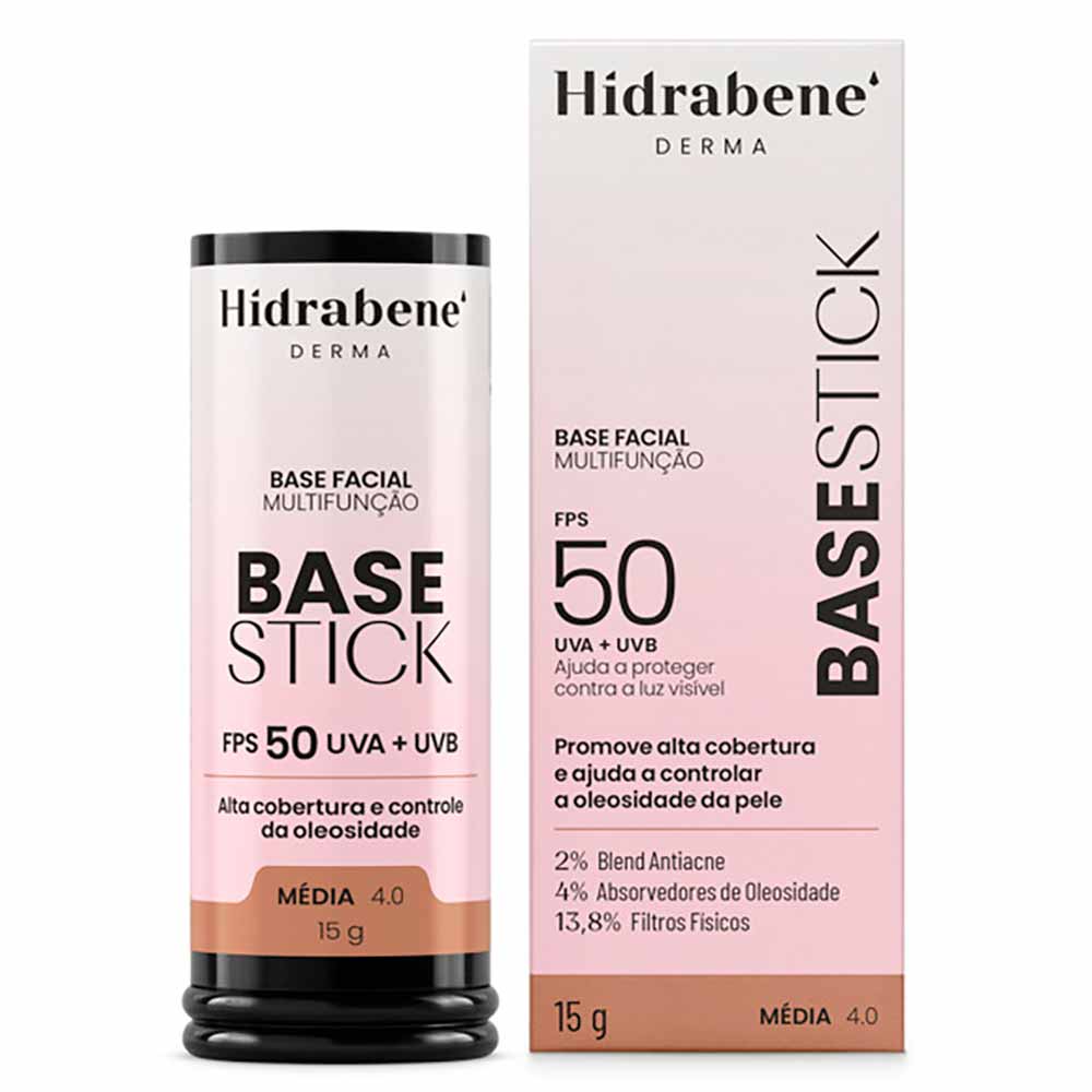 Base Stick Multifunção Hidrabene FPS 50 15g Cor Média 4.0