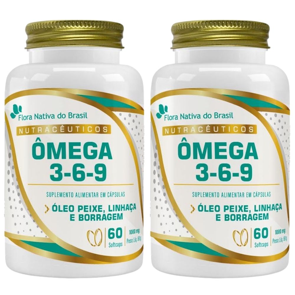 Kit 2 ??mega 3,6,9 ??leo De Peixe, Linha??a E Borragem Flora Nativa 60 C??psulas