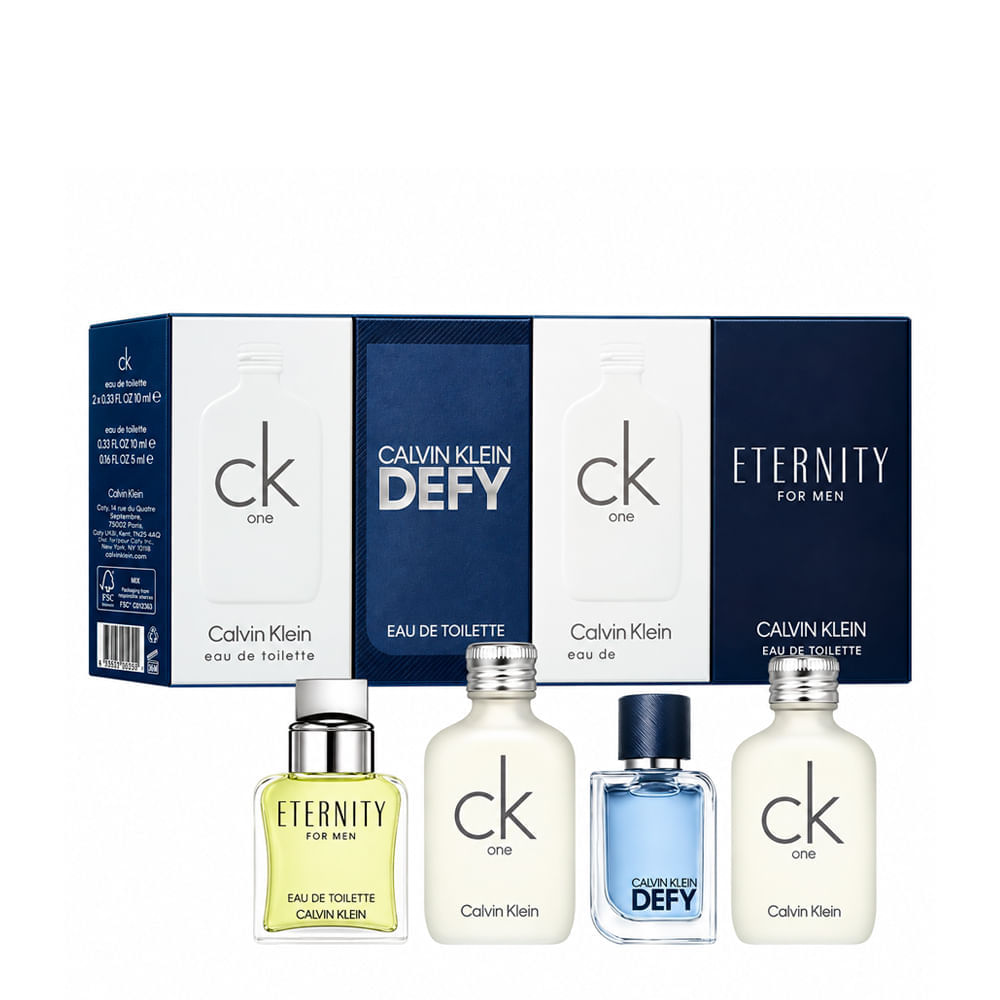 Kit Calvin Klein Masculino Eau de Toilette Defy 5ml + Eternity 10ml + CK One 2x10ml