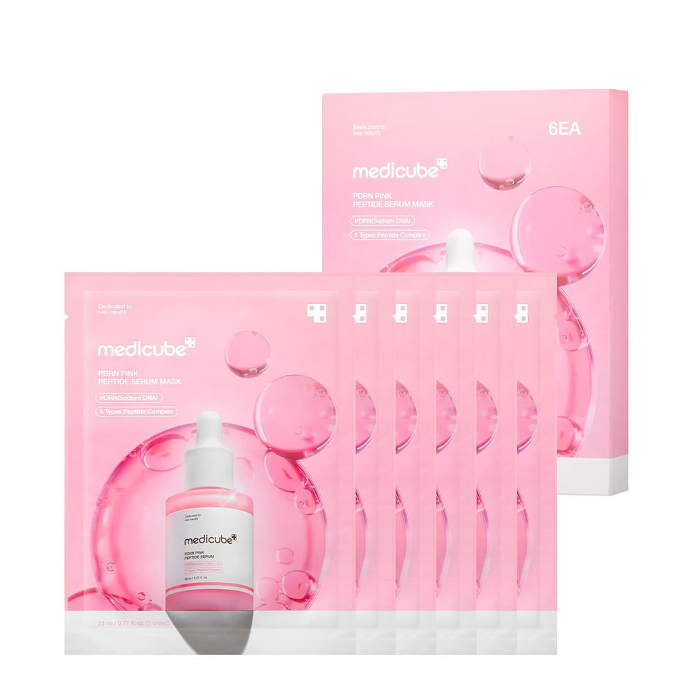 Kit 6 Máscara Facial PDRN Pink Peptide Ampoule Mask 6EA Medicube 23ml