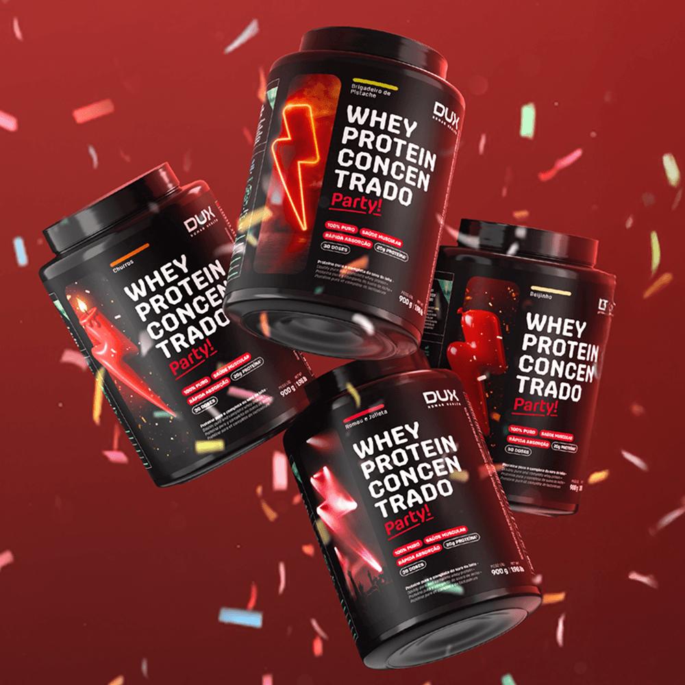 Whey Protein Concentrado Party! DUX Company 900g Sabor Beijinho