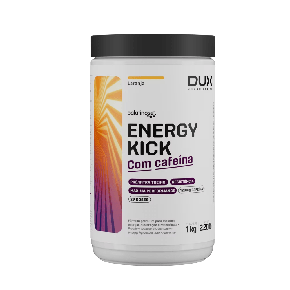 Suplemento em Pó Energy Kick Caffeine DUX Company 1Kg Sabor Laranja