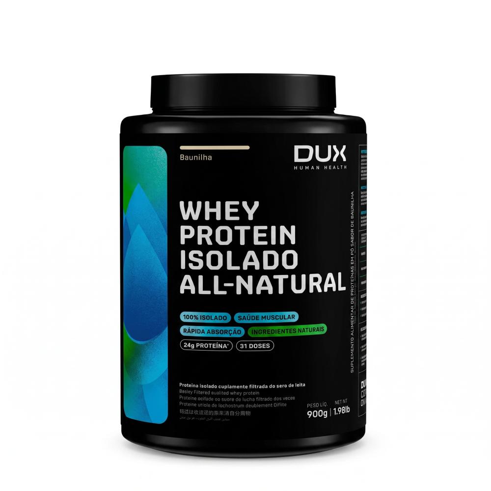 Whey Protein Isolado All Natural DUX Company 900g Sabor Baunilha