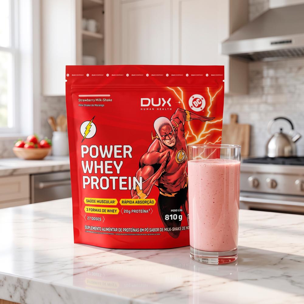 Power Whey Protein DC DUX Company 810g Sabor Strawberry Milkshake