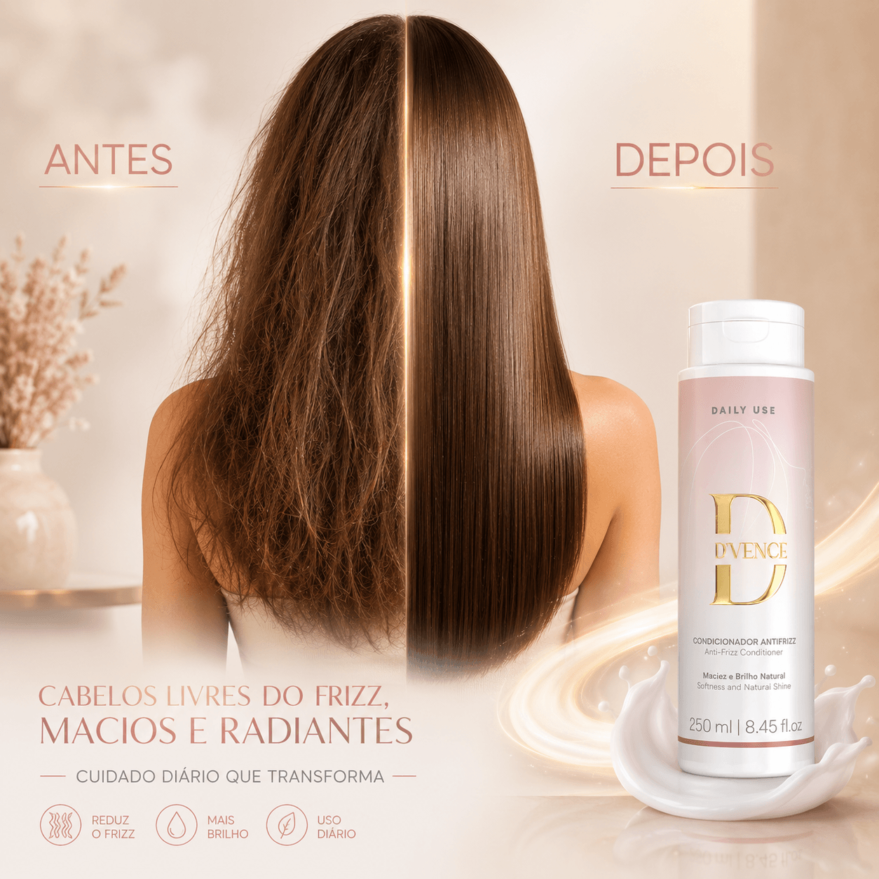 Condicionador Antifrizz Daily Use D'Vence 250ml