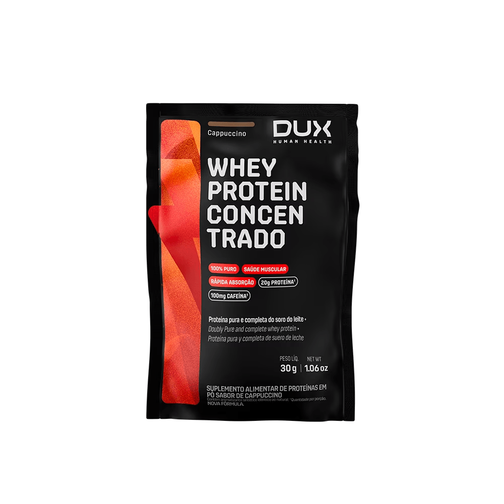 Sachê Whey Protein Concentrado DUX Company 27g Sabor Cappuccino