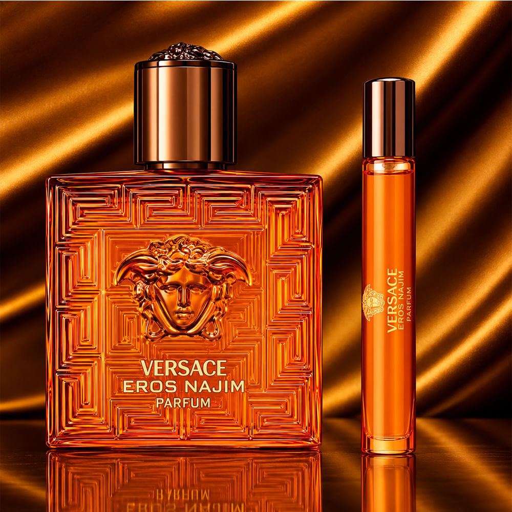 Kit Masculino Versace Eros Najim Parfum 100ml + Travel Spray 10ml + Nécessaire