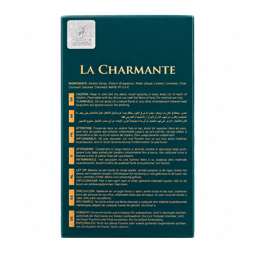 Perfume Árabe Unissex La Charmante Maison Alhambra Eau de Parfum 100ml