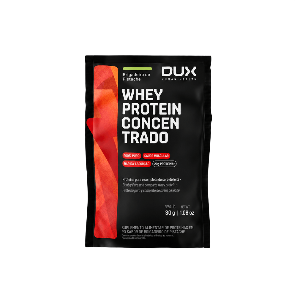 Sachê Whey Protein Concentrado Party! Dux Company 30g Sabor Brigadeiro De Pistache