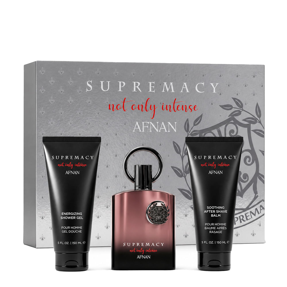 Kit Afnan Supremacy Not Only Intense Masculino Extrait de Parfum 100ml + Pós-Barba 150ml + Gel de Banho 150ml