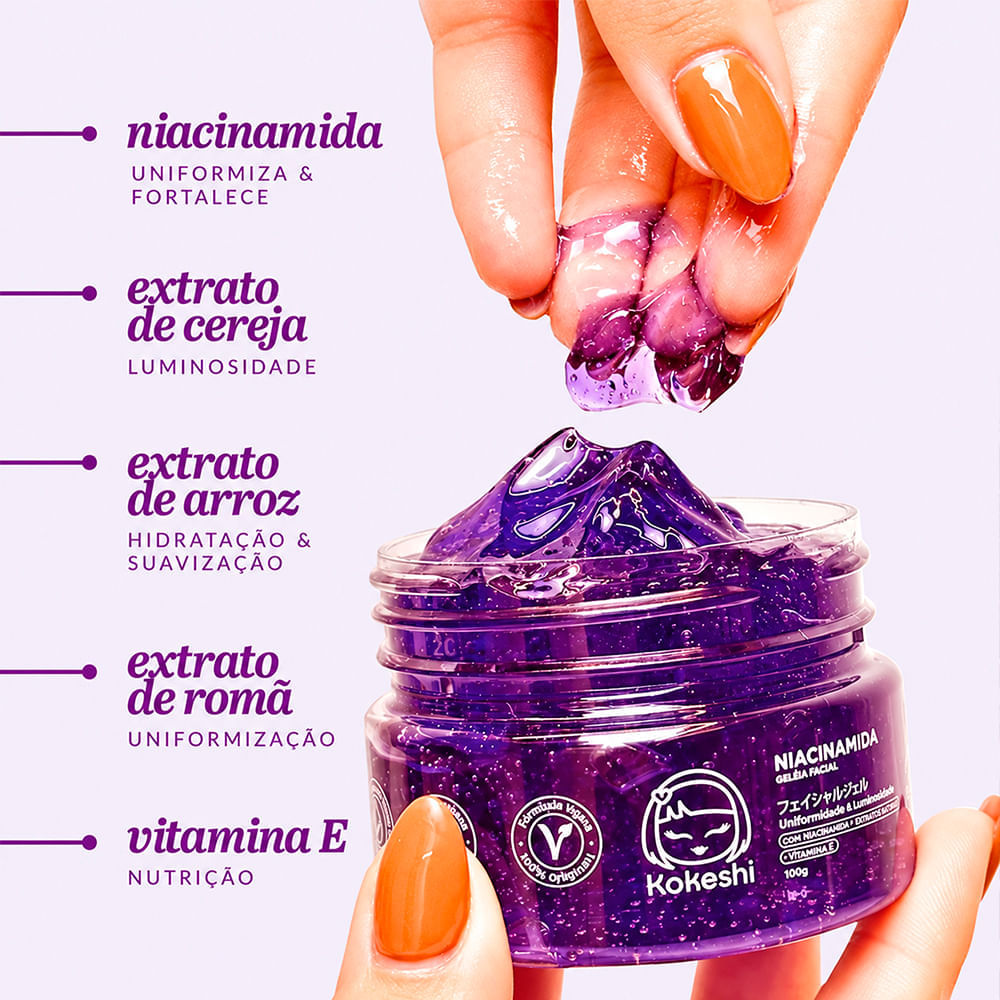 Hidratante Facial Geleia Facial de Niacinamida Kokeshi 100g