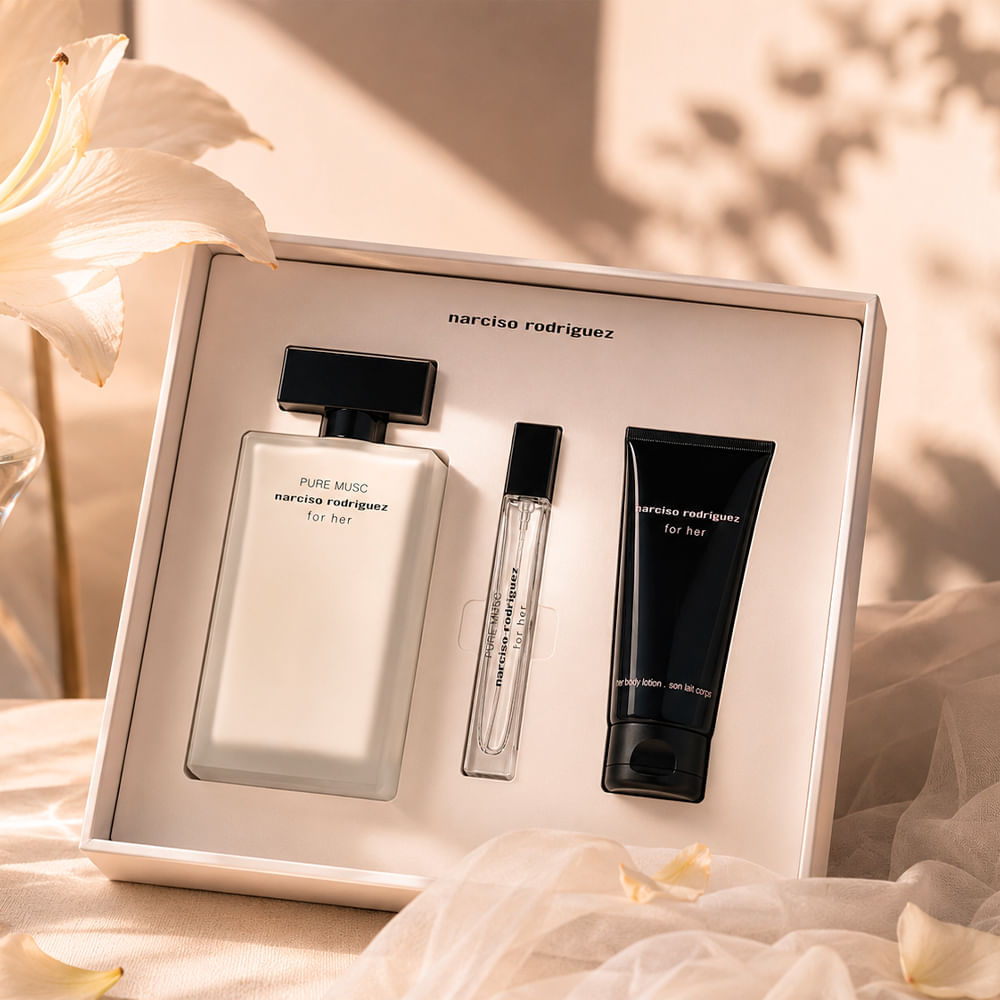 Kit Feminino Narciso Rodriguez For Her Pure Musc Eau de Parfum 100ml + 10ml + Body Lotion 50ml