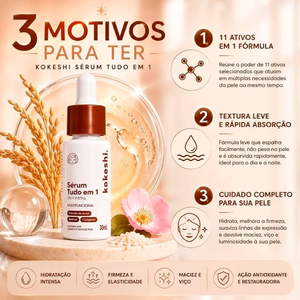 Sérum Facial Sérum Tudo Em 1 Kokeshi 30ml