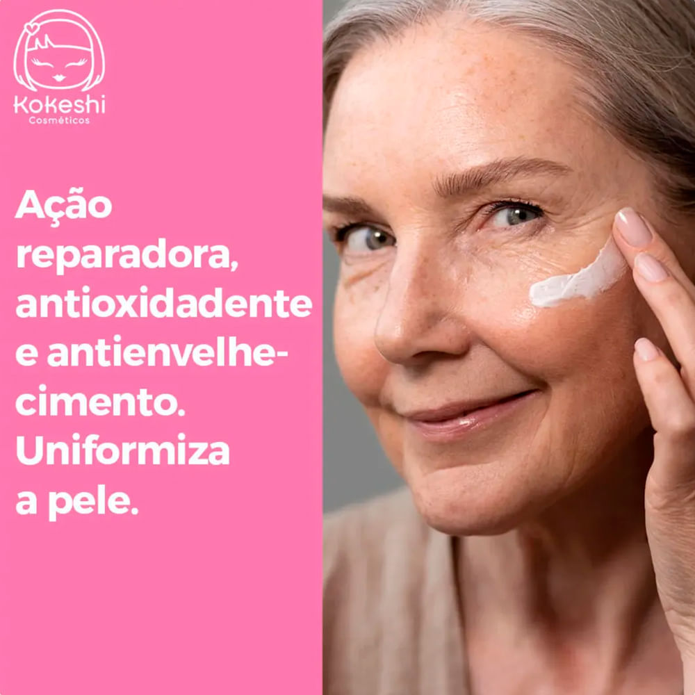 Creme Gel Facial Pele Plena Rosa Mosqueta Kokeshi 45g