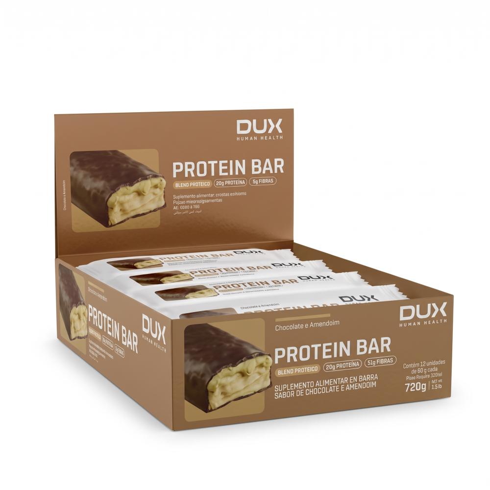 Kit Protein Bar Dux 12 Unidades Sabor Chocolate e Amendoim