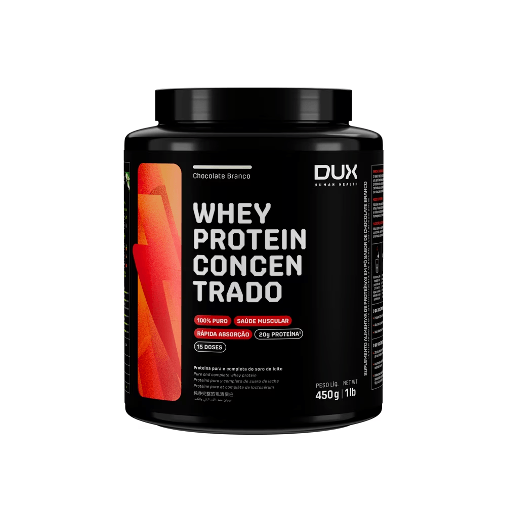 Pote Whey Protein Concentrado Company Dux 450g Sabor Chocolate Branco