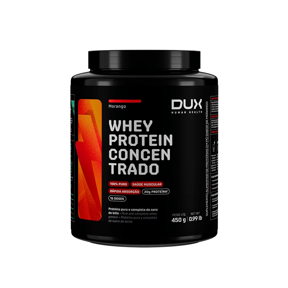 Pote Whey Protein Concentrado Company Dux 450g Sabor Morango
