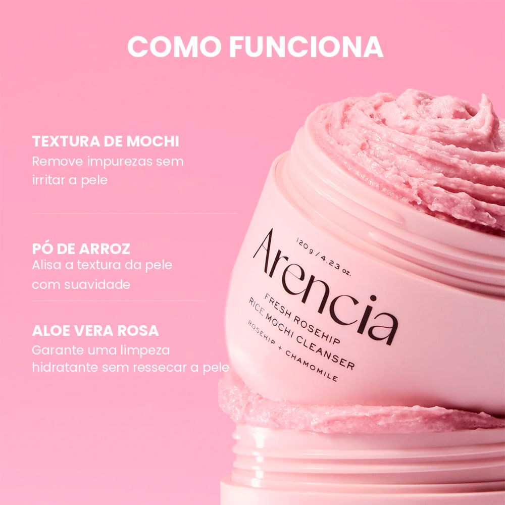 Máscara de Limpeza Facial Rice Mochi Rosehip Arencia 120g
