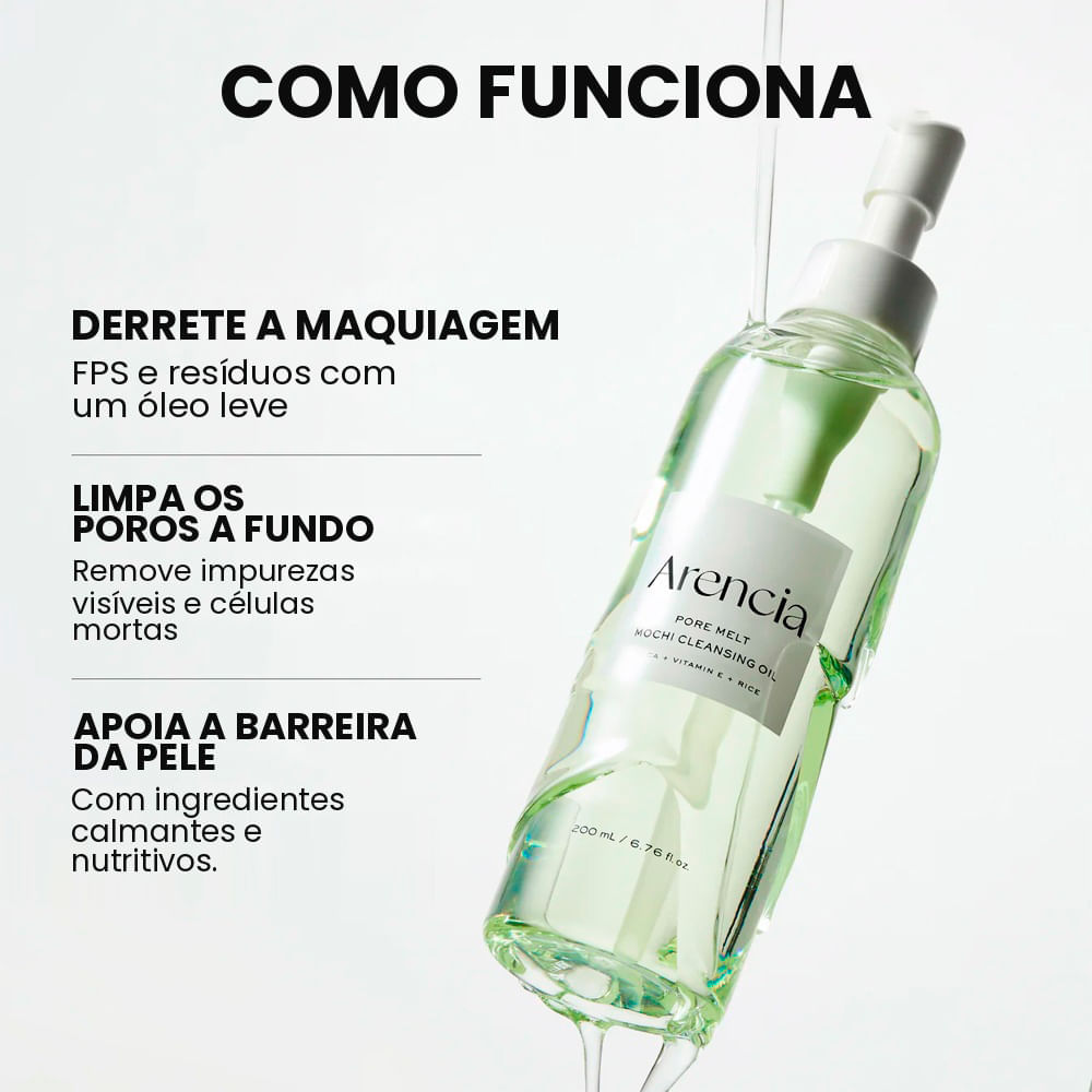 Óleo de Limpeza Facial Pore Melt Mochi Cleansing Oil Arencia 200ml