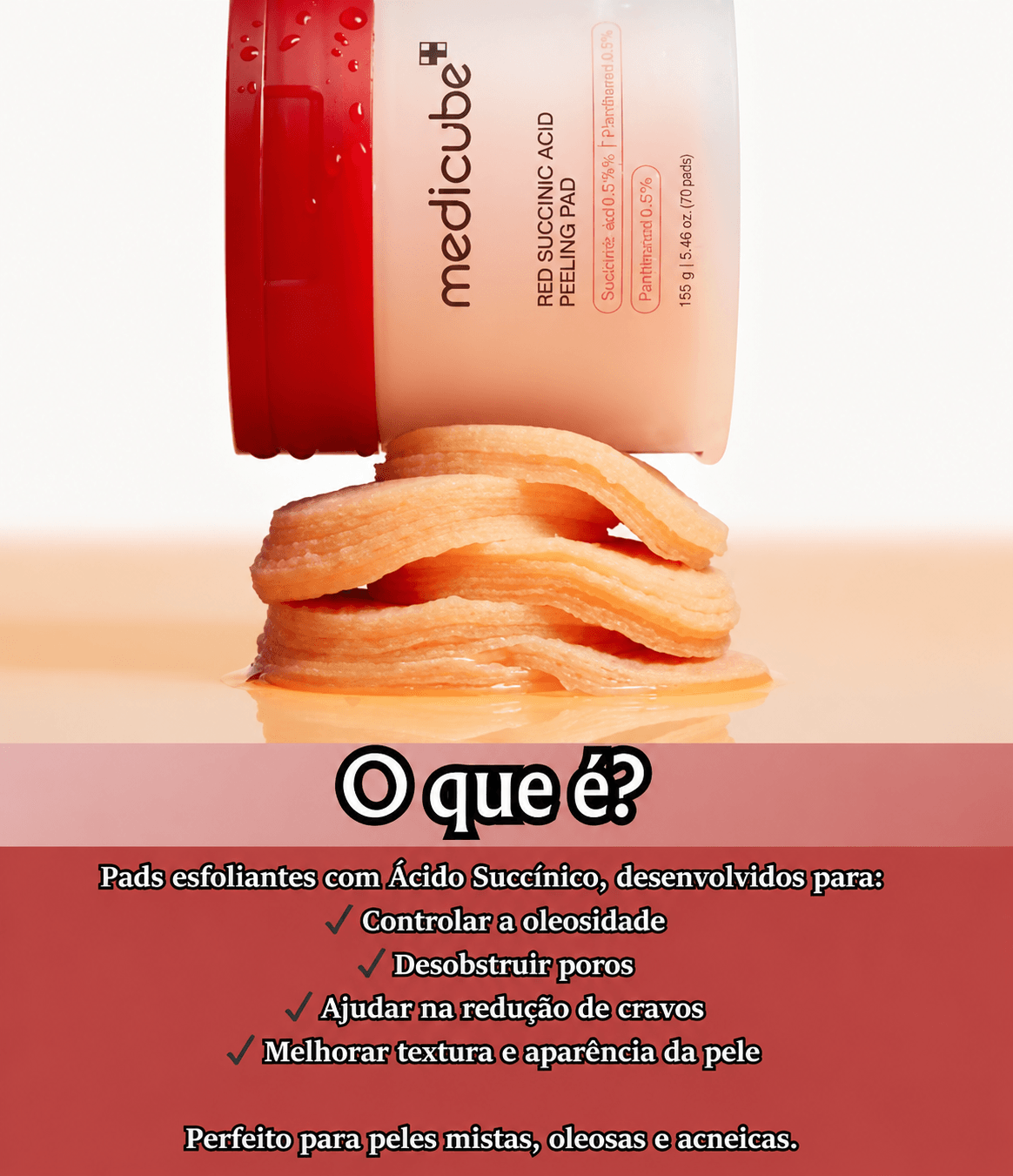 Pads Esfoliantes Red Succinic Acid Panthenol Pads Medicube 155g