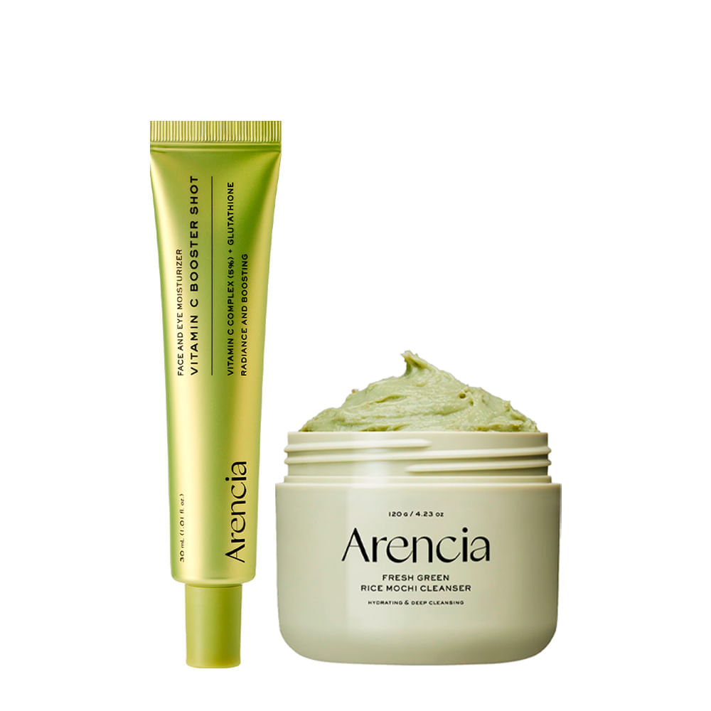 Kit Arencia Facial Detox Rice Mochi Green 120g + Booster Shot Vitamin C 30ml