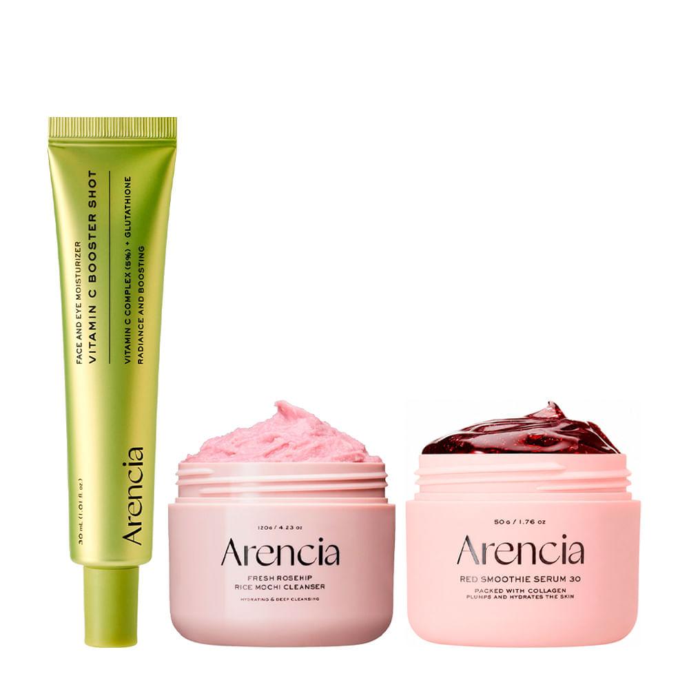 Kit Arencia Trio Facial Rosehip 120g + Fresh Red Smoothies 50g + Vitamin C 30ml