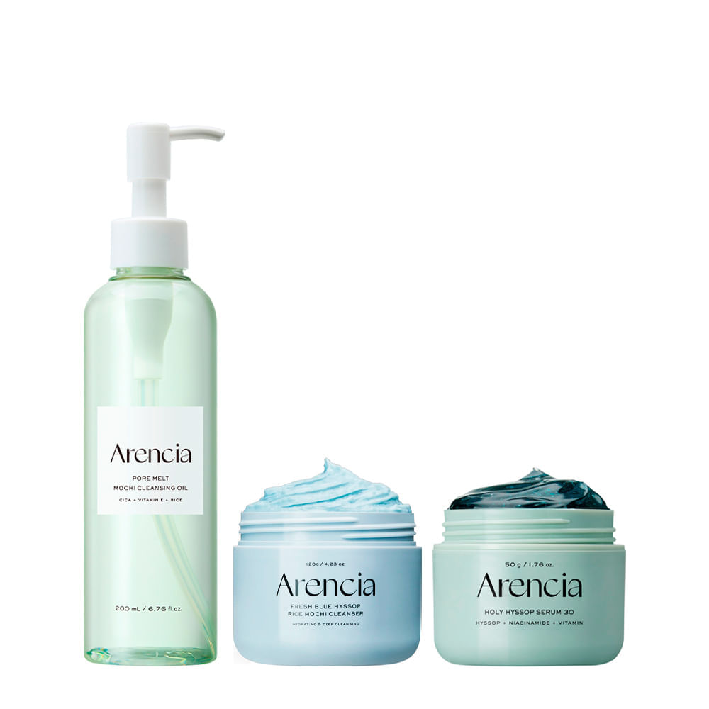 Kit Arencia Facial Blue Hyssop 120g + Holy Hyssop 50g + Óleo Pore Melt 200ml
