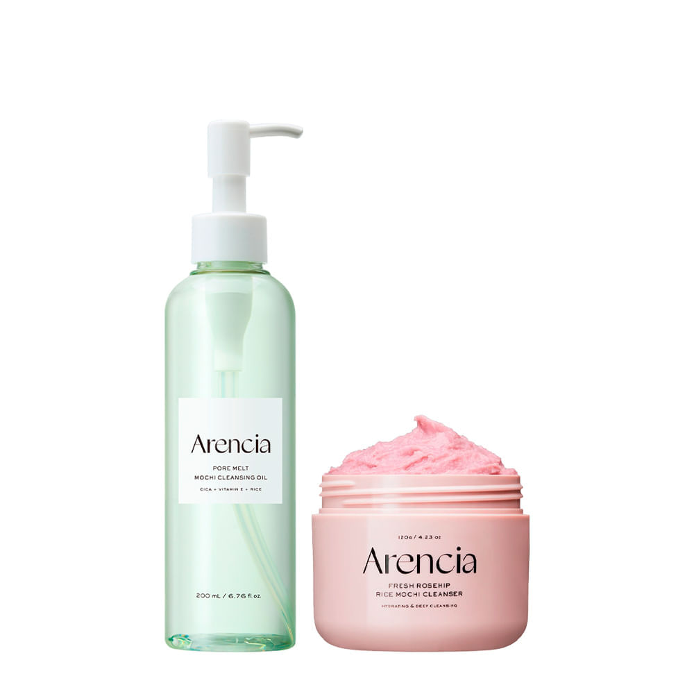 Kit Arencia Facial Rice Mochi Rosehip 120g + Óleo de Limpeza Pore Melt Mochi 200ml