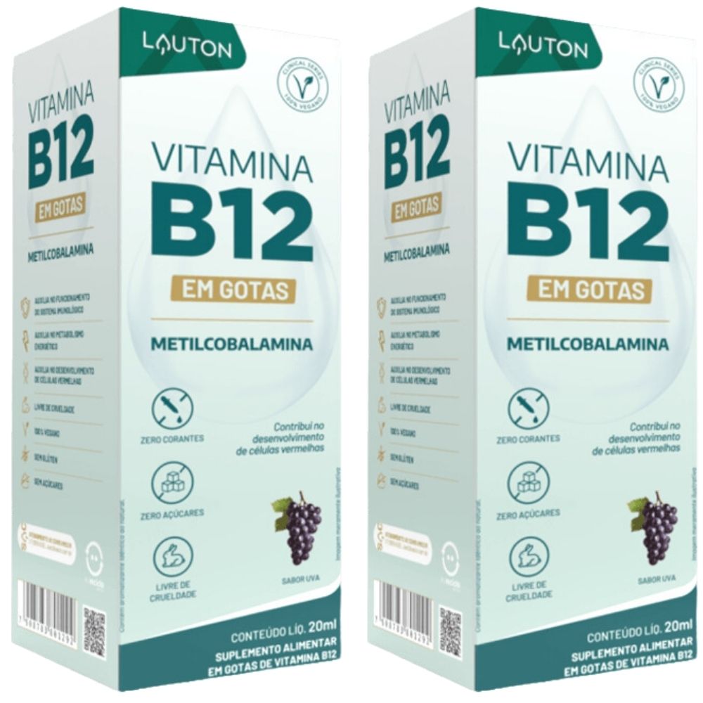 Kit 2 Vitamina B12 Premium Metilcobalamina Em Gotas Lauton 20ml