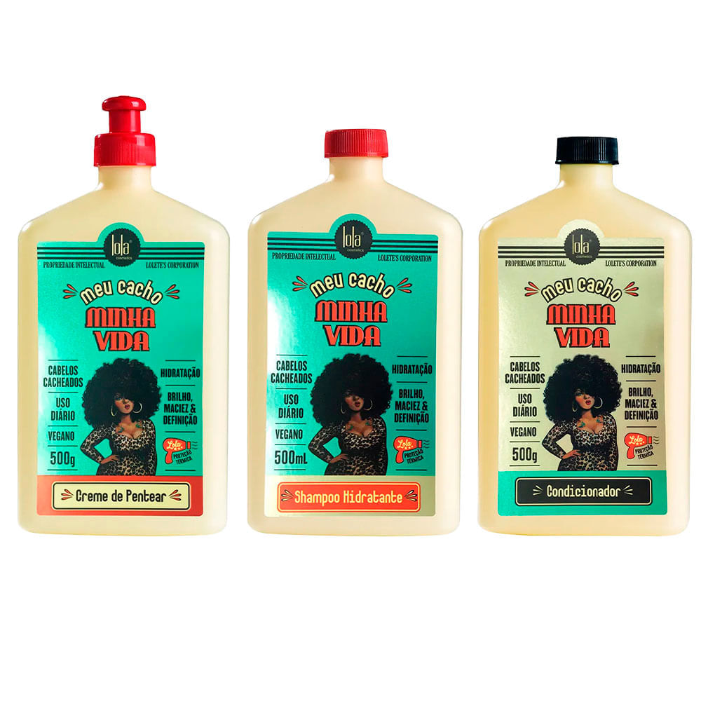 Kit Meu Cacho Minha Vida Lola Cosmetics Creme de Pentear 500g + Shampoo 500ml + Condicionador 500g