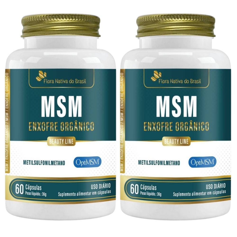 Kit 2 MSM Enxofre Orgânico Flora Nativa 500mg 60 Cápsulas