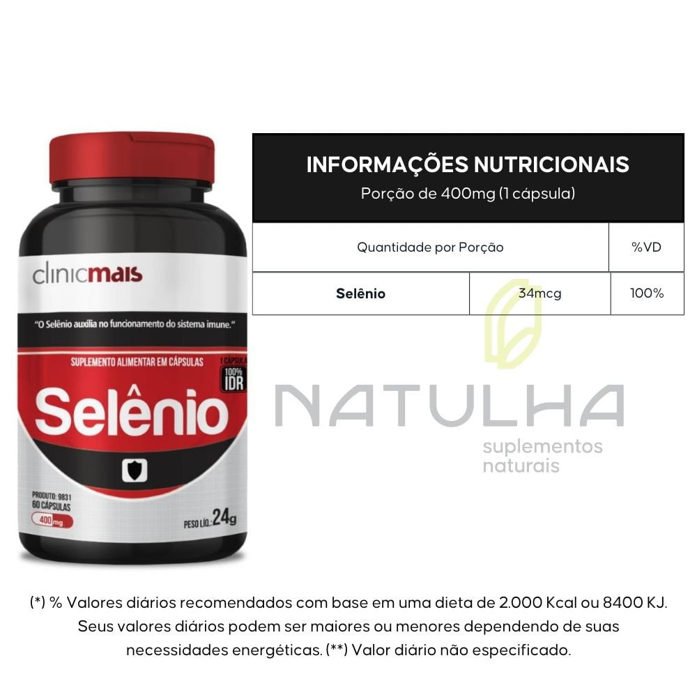 Kit 2 Selênio Clinicmais 60 Cápsulas