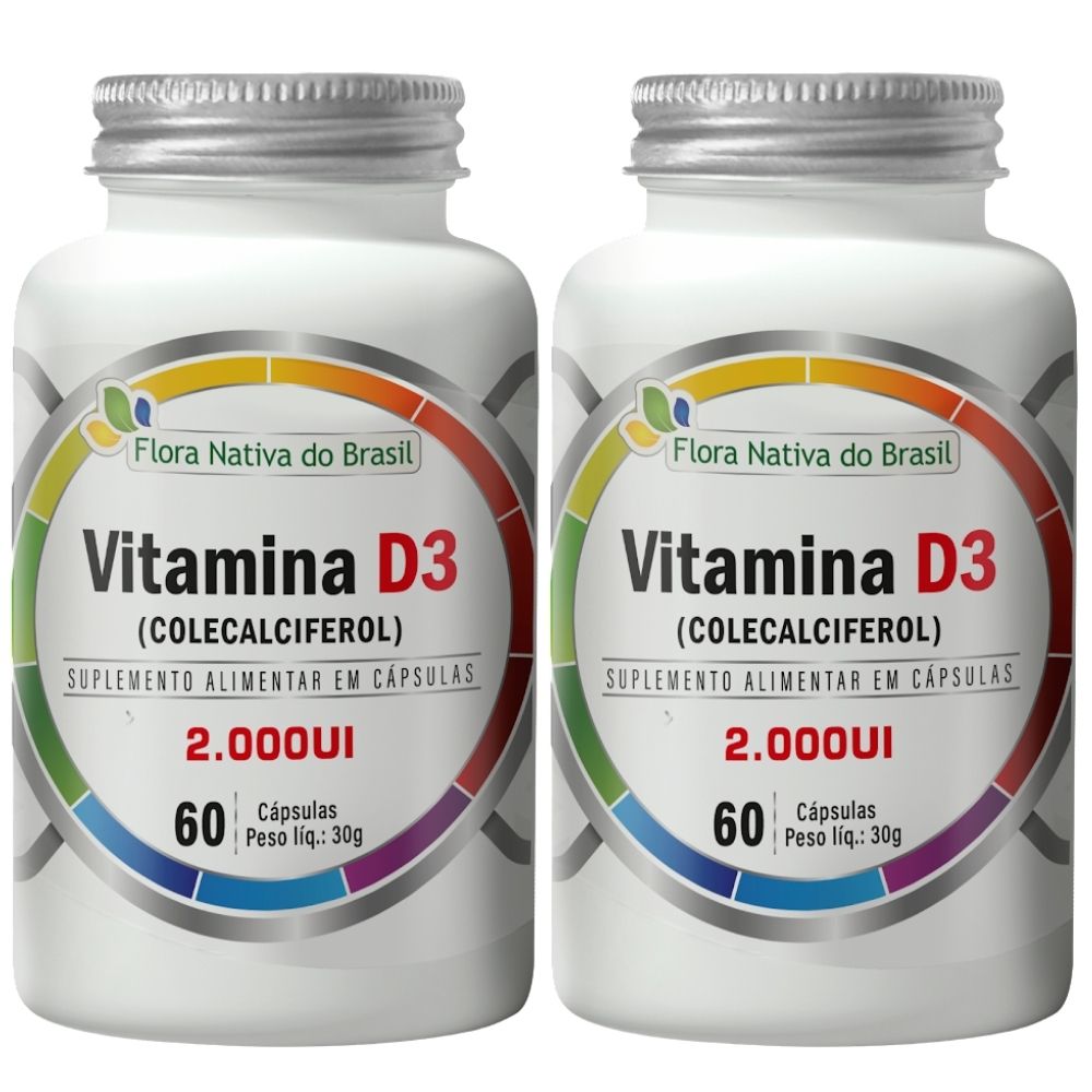 Kit 2 Vitamina D3 Flora Nativa 2000ui 60 Cápsulas