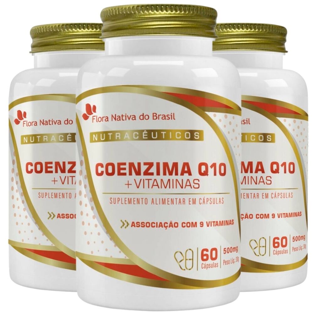 Kit 3 Coenzima Q10 + Vitaminas Flora Nativa 60 Cápsulas