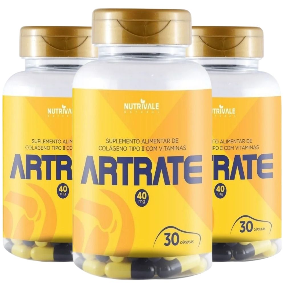 Kit 3 Artrate Colágeno Tipo 2 Com Vitaminas Nutrivale 30 Cápsulas