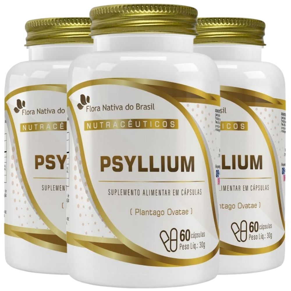 Kit 3 Psyllium Flora Nativa 60 Cápsulas