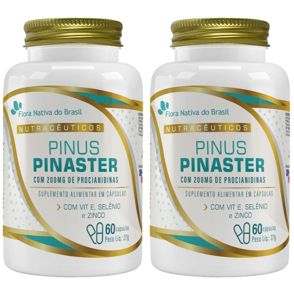 Kit 2 Pinus Pinaster + Vitamina E, Selênio e Zinco Flora Nativa 60 Cápsulas