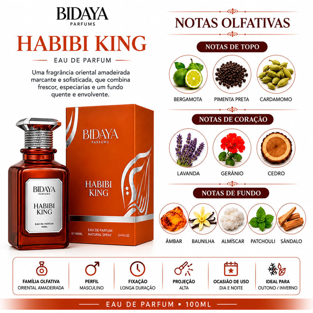 Perfume Masculino Habibi King Bidaya Parfums Eau de Parfum 100ml