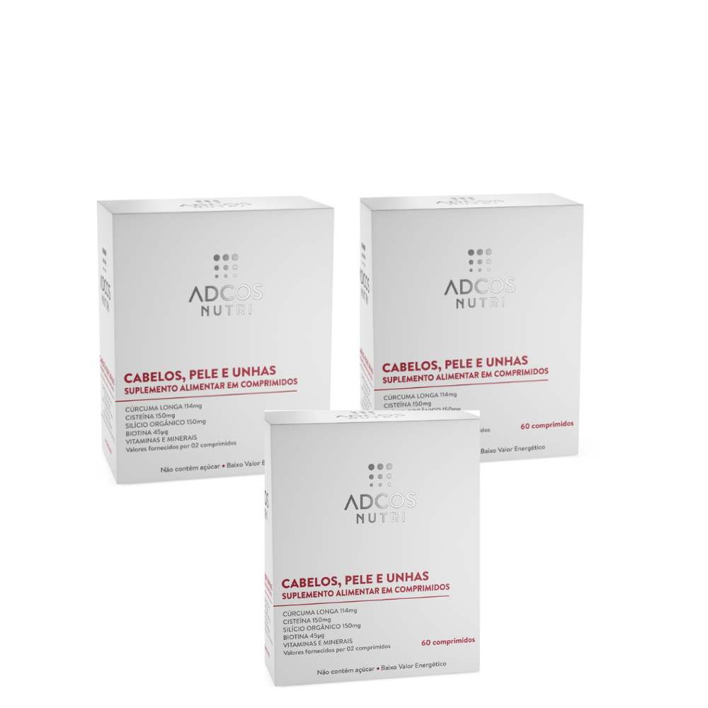 Kit 3 Adcos Nutri Cabelos, Pele e Unhas 60 Comprimidos