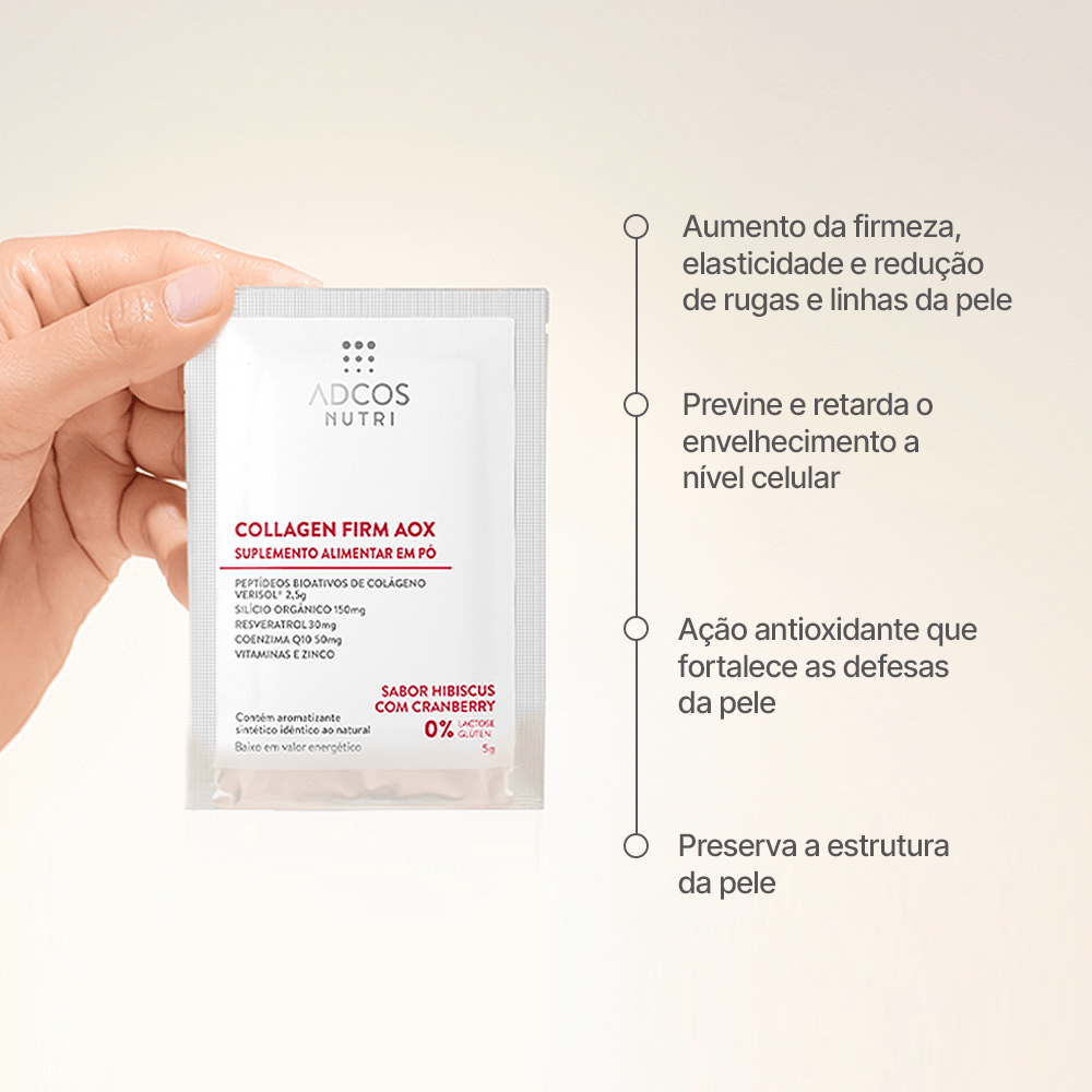 Suplemento Alimentar em Pó Collagen Firm Aox 30 sachês Com 5g Cada
