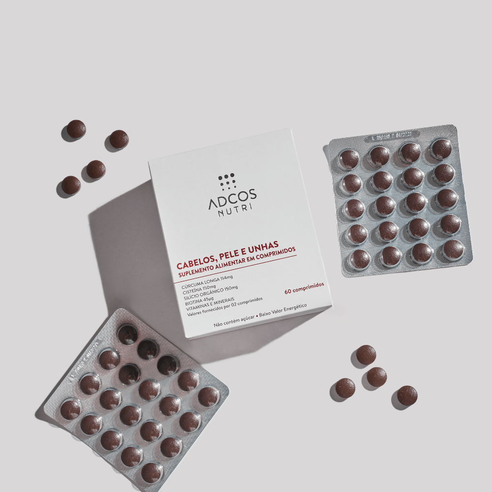 Suplemento Alimentar Adcos Nutri Cabelos, Pele e Unhas 60 Comprimidos