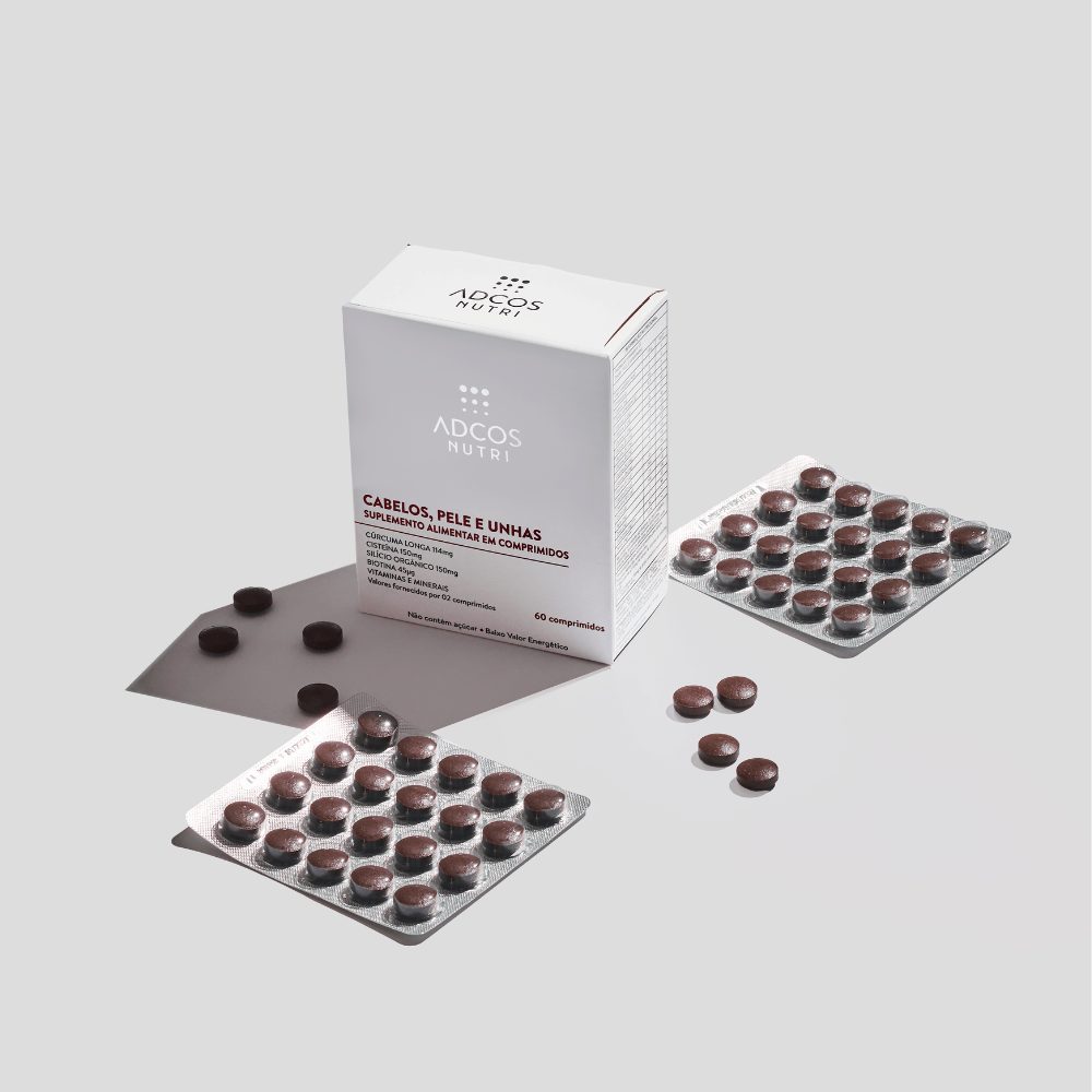 Suplemento Alimentar Adcos Nutri Cabelos, Pele e Unhas 60 Comprimidos