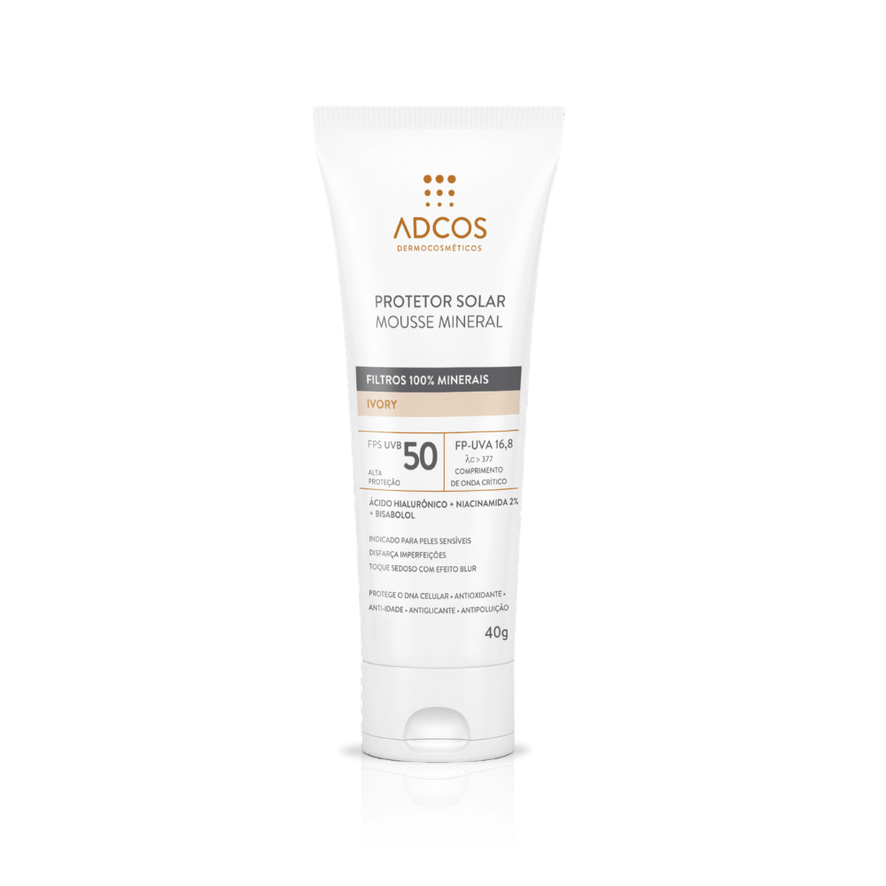 Protetor Solar Mousse Mineral Tonalizante Adcos FPS 50 Ivory 40g