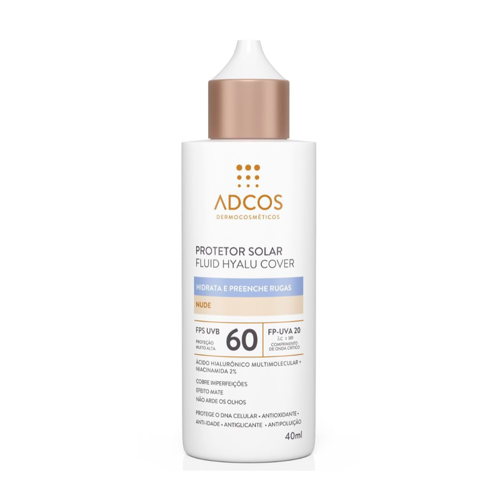 Protetor Solar Fluid Hyalu Cover Adcos FPS 60 Nude 40ml