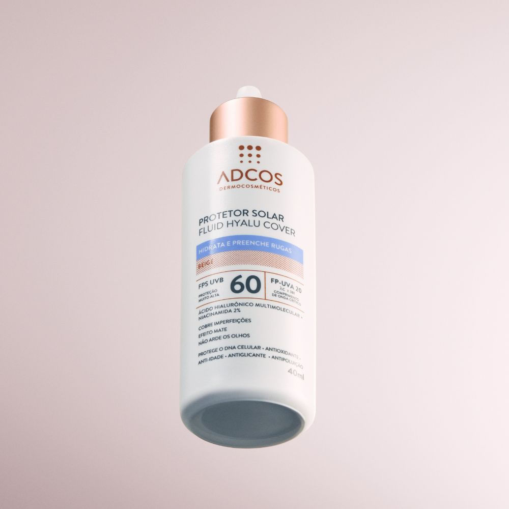 Protetor Solar Fluid Hyalu Cover Adcos FPS 60 Beige 40ml
