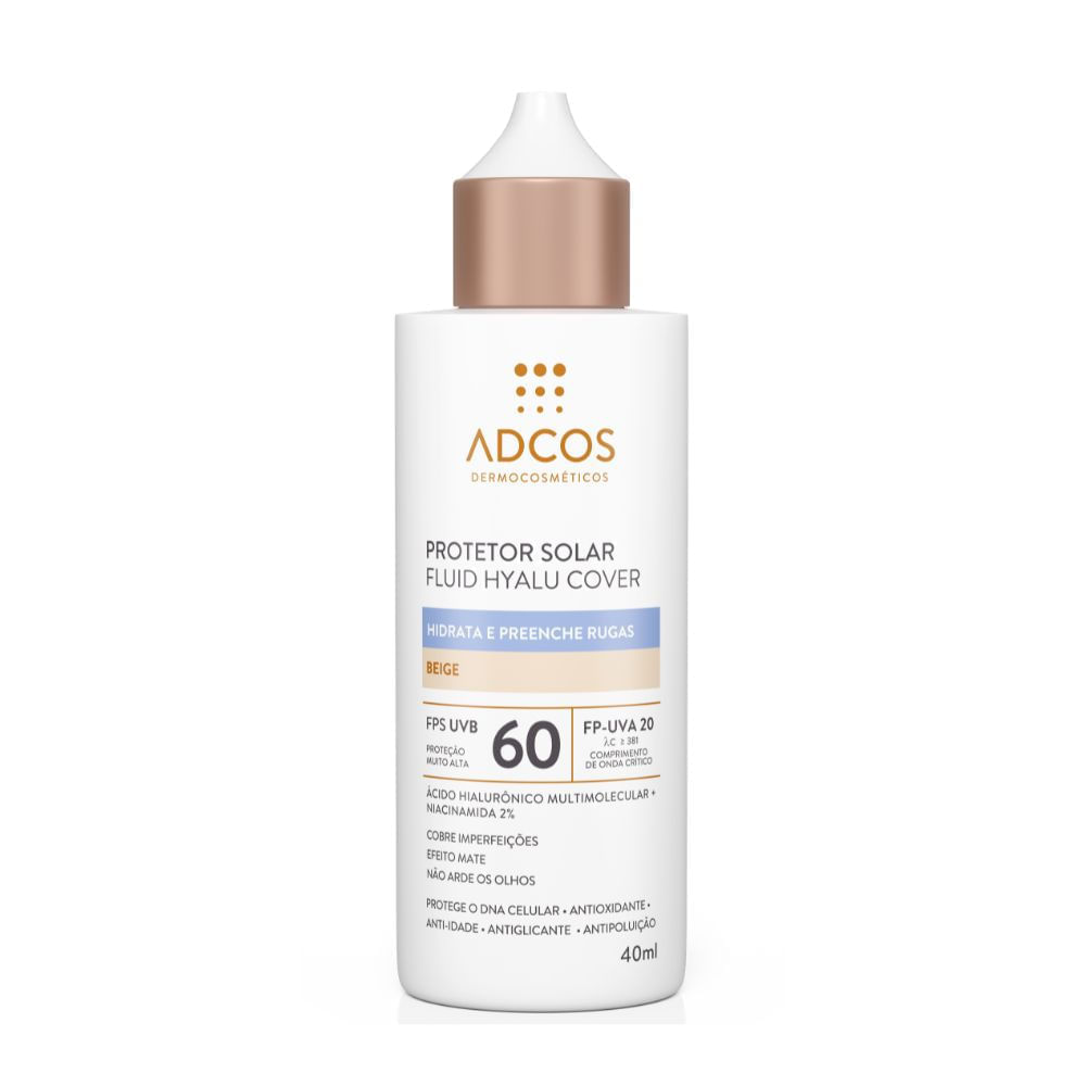 Protetor Solar Fluid Hyalu Cover Adcos Fps 60 Beige 40ml
